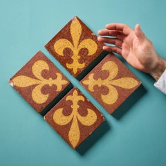 Set of 4 Fleur-de-lis Encaustic Tiles by Godwin & Co.