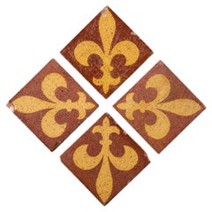 Set of 4 Fleur-de-lis Encaustic Tiles by Godwin & Co.