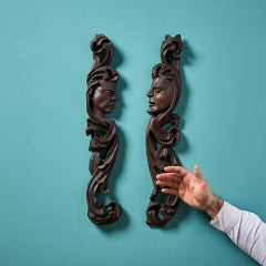 Pair of 19th Century Continental Mahogany Carvings