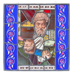 19th Century Ecclesiastical Stained Glass Window with Later Parts