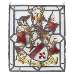 19th Century Heraldic Stained Glass Window ‘Lux Mihi Laurus’