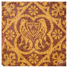 Carreau encaustique de style gothique de W. Godwin, vers 1865