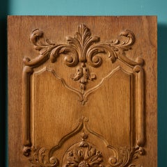 Pair of Reclaimed French Oak Hand Carved Panels