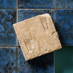 Lot de 9 carreaux bleu et noir marbrés