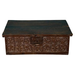 17th Century King Charles II Carved Oak Bible Box