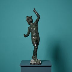 ‘Dancing Faun of Pompeii’ Large 19th Century Italian Bronze After the Antique