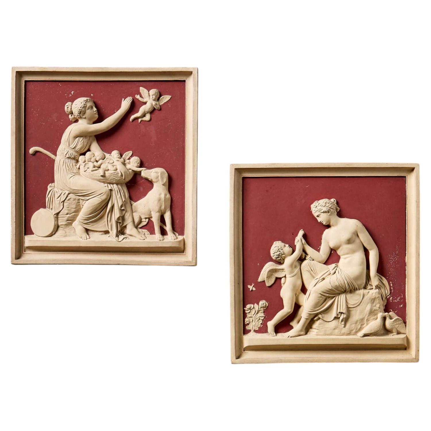 P. Ipsen (1815-1860) Two Red Terracotta Neoclassical Plaques For Sale