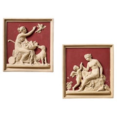 P. Ipsen (1815-1860) Two Red Terracotta Neoclassical Plaques