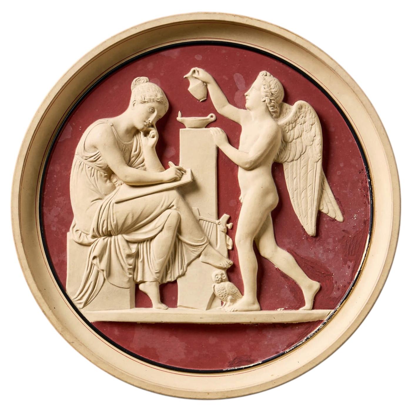 P. Ipsen (1815-1860) Red Terracotta Wall Roundel After Thorvaldsen For Sale