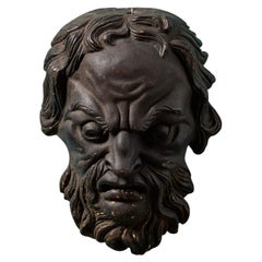 19th Century Painted Plaster Grotesque Wall Mask