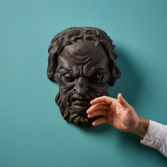 19th Century Painted Plaster Grotesque Wall Mask