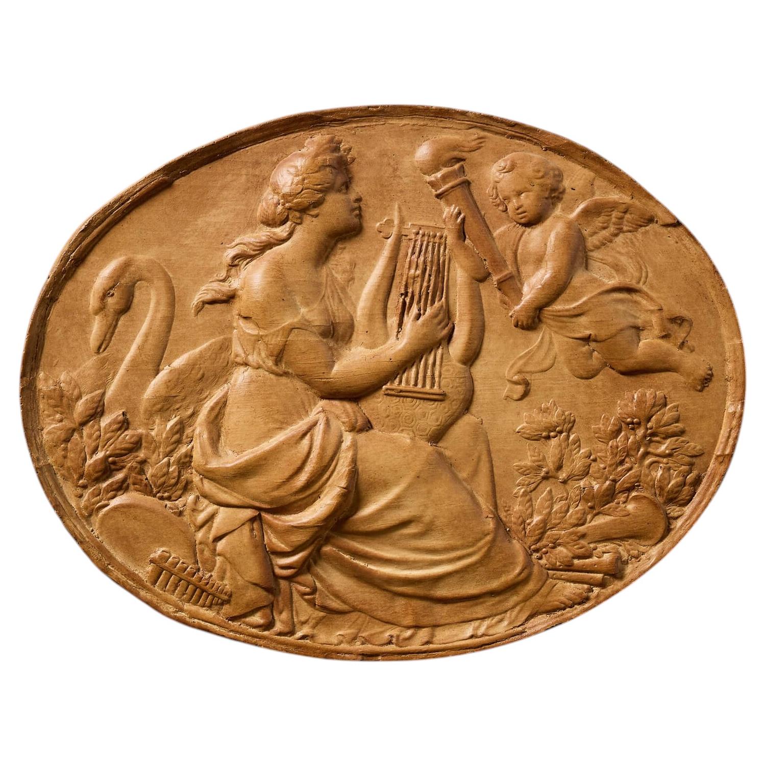 19th Century French Terracotta Neoclassical Wall Plaque For Sale