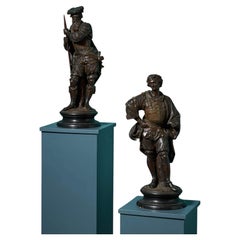 Pair of 19th Century French Bronzed Terracotta Renaissance Style Figures