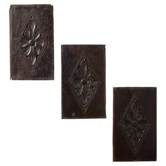 Set of 3 Antique Tudor Style Oak Wall Panels