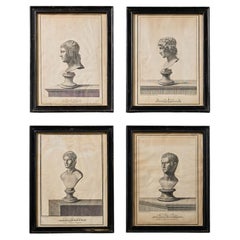Pietro Campana (1727-1765) Set of 4 Grand Tour Bust Engravings Framed & Glazed