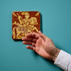 Encaustic King George Slaying Dragon Neo-Medieval Old English Tile