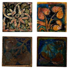 Set of 4 Pilkington Glazed Motif Tiles