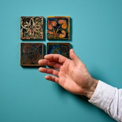 Set of 4 Pilkington Glazed Motif Tiles