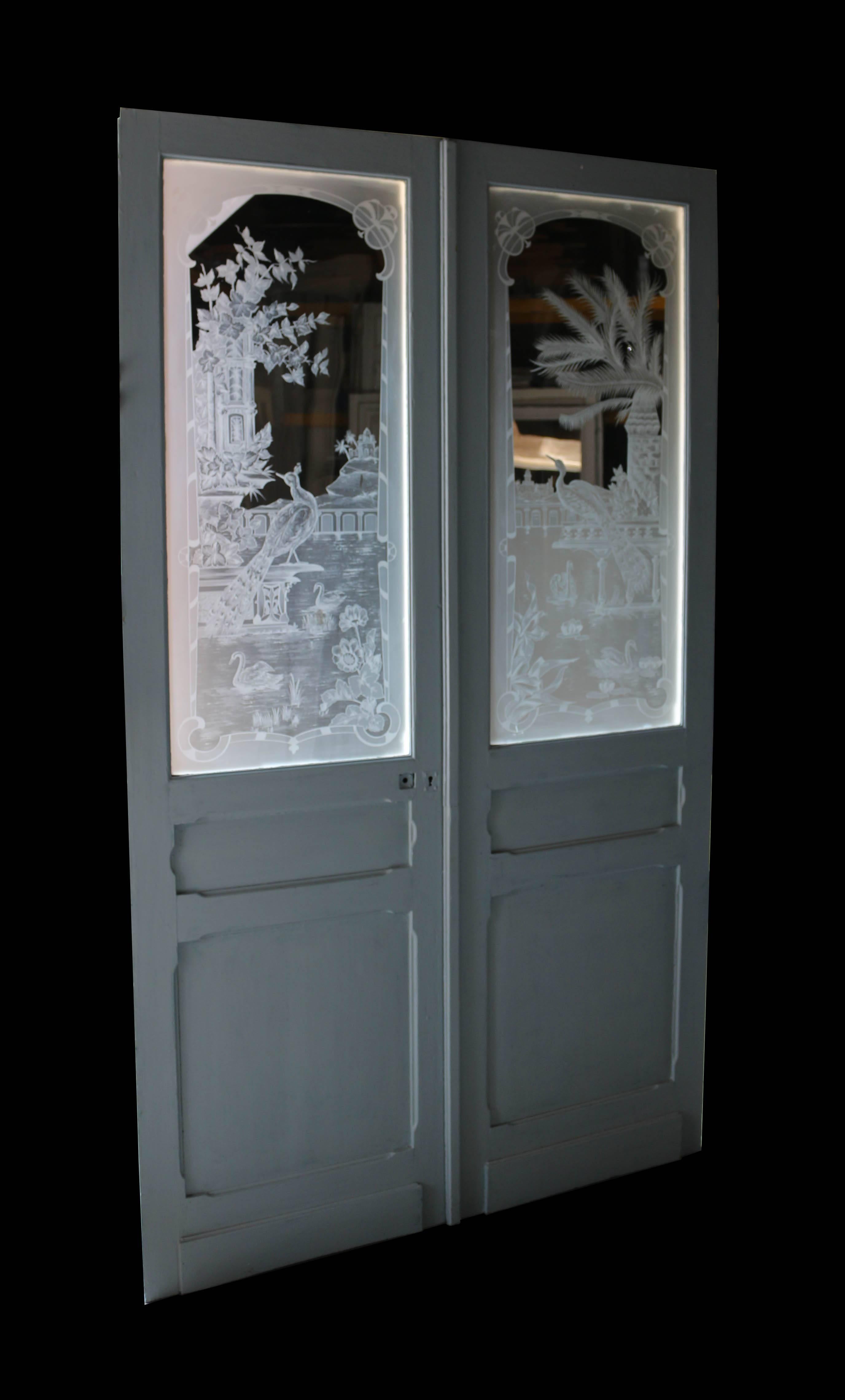 antique glass door