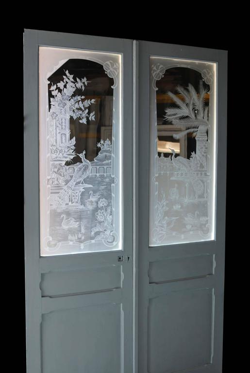 Pair of Antique French Etched Glass Doors at 1stDibs etched glass