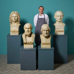 Rare Set of Large 19th Century Neoclassical Library Busts