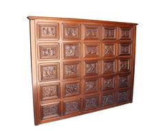 Antique English Carved Oak Wall Panel Decoration or Headboard