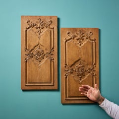 Pair of Reclaimed French Oak Hand Carved Panels