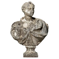 Busto de hombre para jardín, de piedra compuesta reciclada