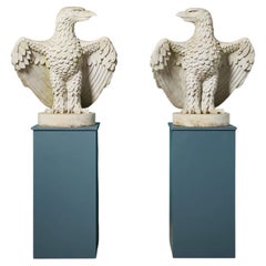 Pair of Reclaimed Composition Stone Eagle Finials