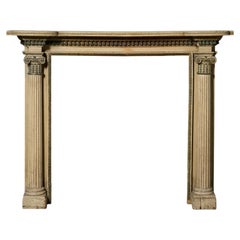 18th Century Neoclassical Painted Pine Fire Surround