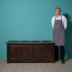 17th Century Hand Carved English Oak Coffer