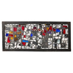 Abstract Mid-Century Numerical Stained Glass by Tony Attenborough