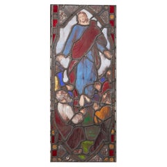 19th Century Stained Glass Panel Depicting the Ascension of Christ