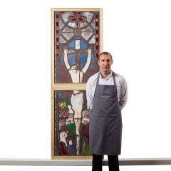 19th Century Stained Glass Panels Depicting the Crucifixion of Christ
