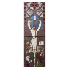 19th Century Stained Glass Panels Depicting the Crucifixion of Christ