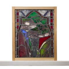 19th Century Stained Glass Panel With Religious Themes