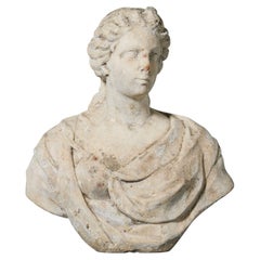 Early 18th Century Italian Neoclassical White Marble Bust of Diana