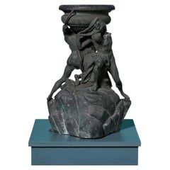 19th Century Painted Plaster Atlantes Statuary Pedestal