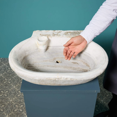 Handcarved 19th Century Italian Carrara Marble Sink