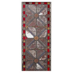 English Medieval Style Stained Glass Panel With Floral Designs