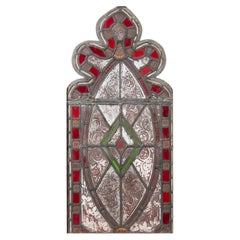 19th Century English Medieval Style Stained Glass Trefoil Panel