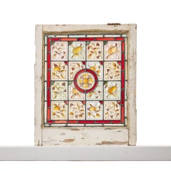 Reclaimed Stained Glass Window With Floral & Garden Themes