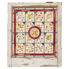 Reclaimed Stained Glass Window With Floral & Garden Themes