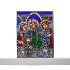 Contemporary Last Supper Stained Glass Panel After The Antique