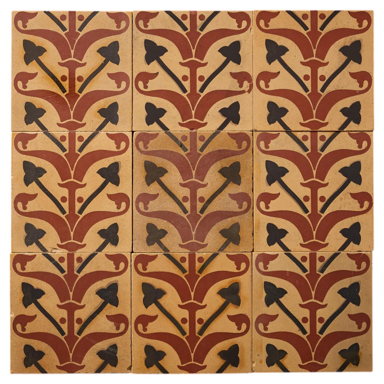 Set of 9 Encaustic Tiles Attr. Malkin, Edge & Co