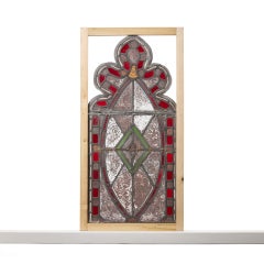 19th Century English Medieval Style Stained Glass Trefoil Panel