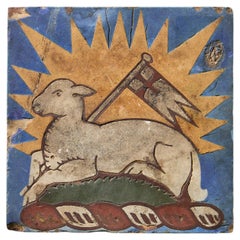 Fliese mit dem Motiv „Lamm Gottes“ aus dem 19. Jahrhundert, hergestellt von der Campbell Brick & Tile Co.