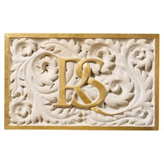 Reclaimed Carved Stone RS Monogram Wall Plaque