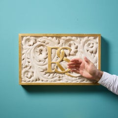 Reclaimed Carved Stone RS Monogram Wall Plaque