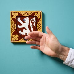 19th Century Heraldic Rampant Lion Crest Tile by Minton